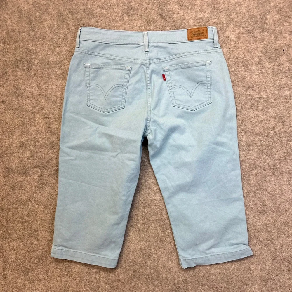 Levi Strauss 515 Denim Shorts Women 12 Light Blue Stretch 5-Pocket Pedal Pushers